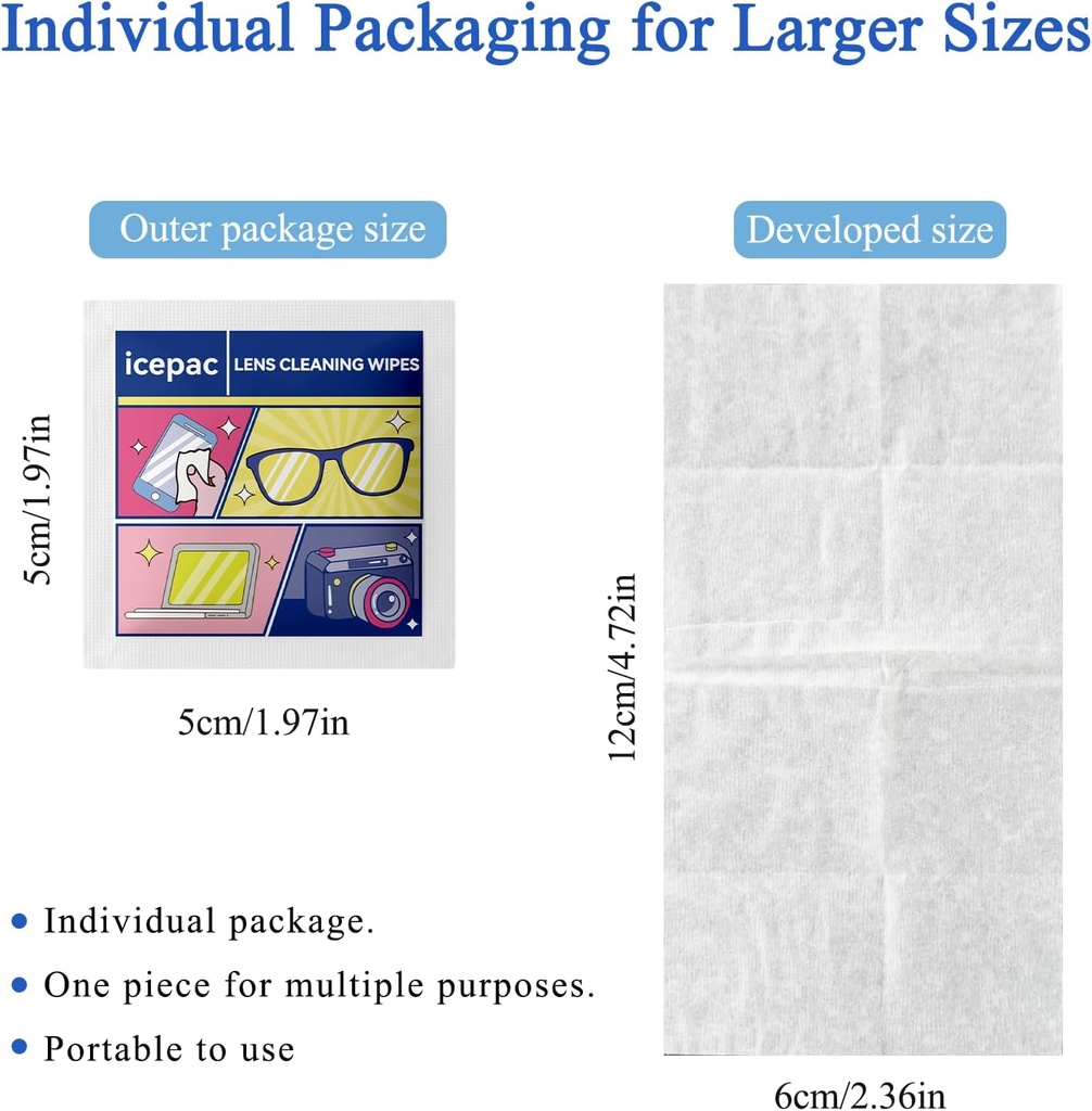 Briller Renere, Lens-servietter til Eyeglasses, Eye-Briller Renere, Lens-servietter til Briller / Solbriller, Screen-servietter, Lens-servietter individuelt indpakket (300 PCS)
