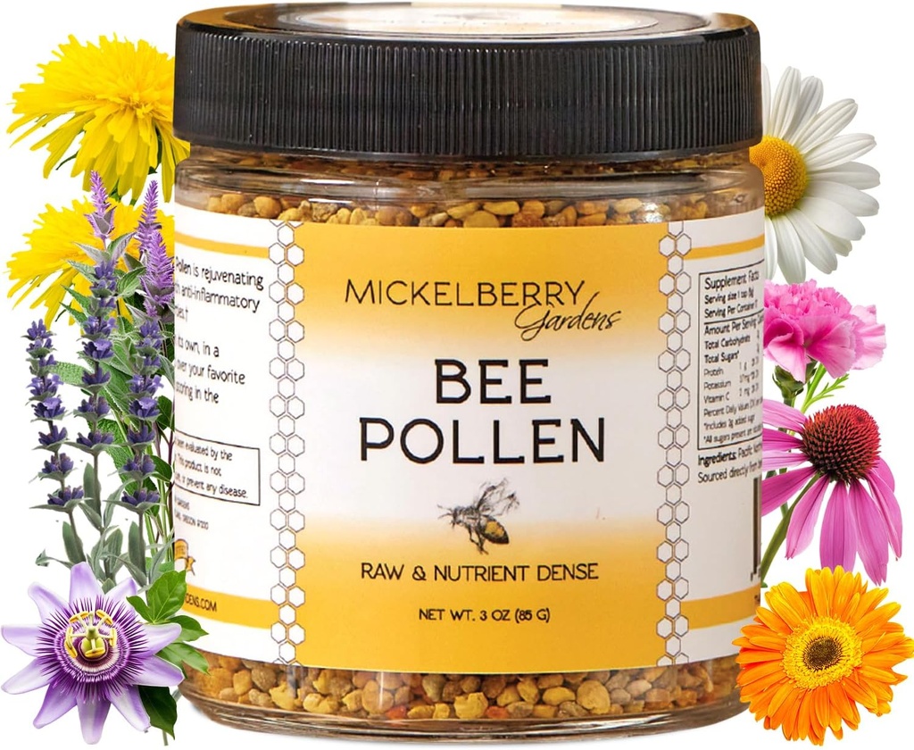 Mickelberry Gardens Bee Pollen Granules - 100% rå, Pure Superfood pakket med protein, vitaminer, mineraler & antioxidanter - 3 Oz