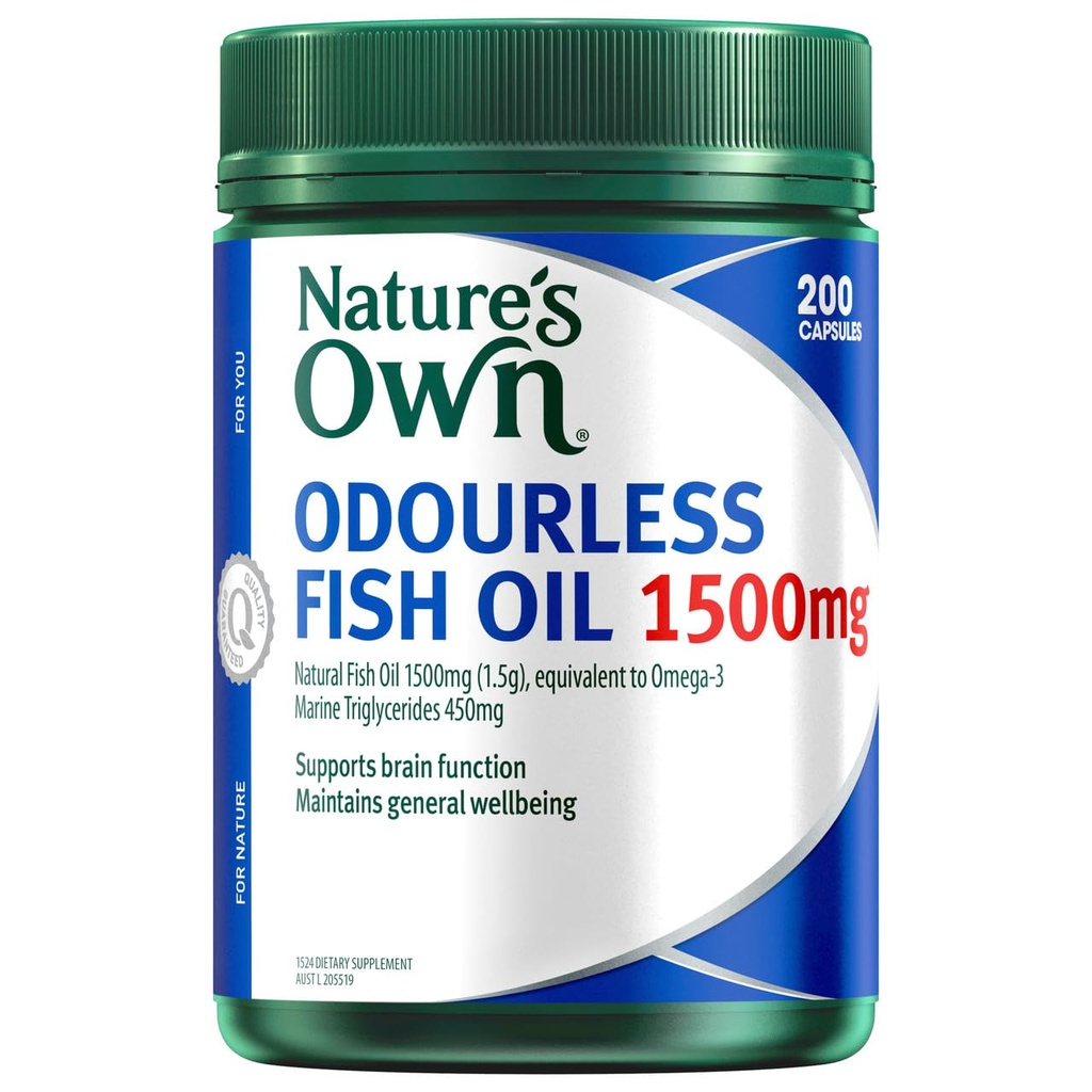 Naturens egen Omega 3 høj styrke Lugtfri Fish Oil 1500 MG X 200 Caps