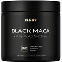 ELMNT 40,000mg 40x Strength Organic Black Maca Root w. Ashwagandha - # 1 Højeste potens Black Maca Root kapsler til mænd Supplement 40: 1 Uddrag - 100% Pure Maca Peruana Maca Powder Pills Gelatinized