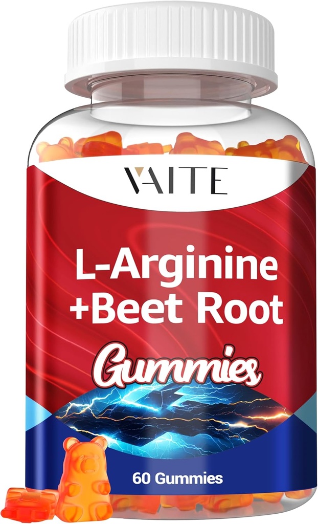 L Arginin Supplement Beet Root Gummies - Dobbelt Styrke, Energi Boost, Circulation Support og Stamina, Økologisk Chewable Beets Kosttilskud til mænd og kvinder, Vegansk Gummy, Non- GMO, Sukkerfri
