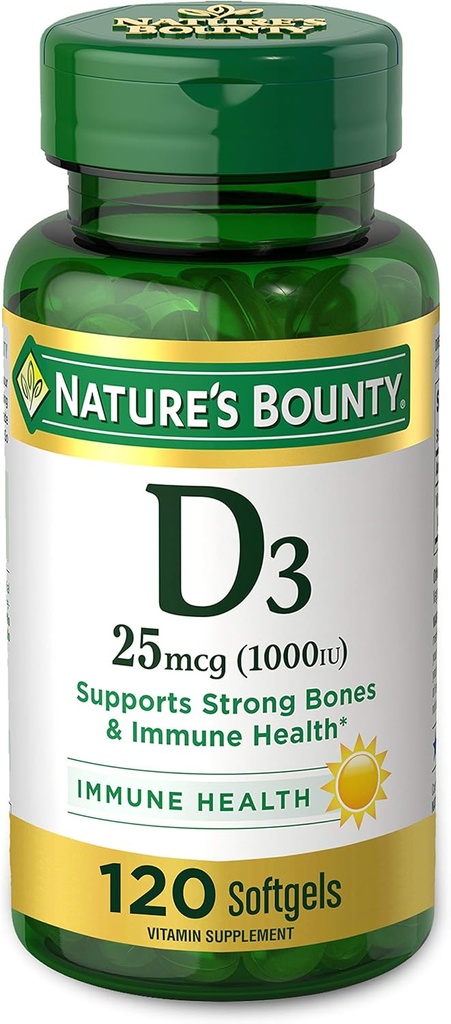 Nature 's Bounty Vitamin D3 1000 100 mg Soft Gels, 120 Greve
