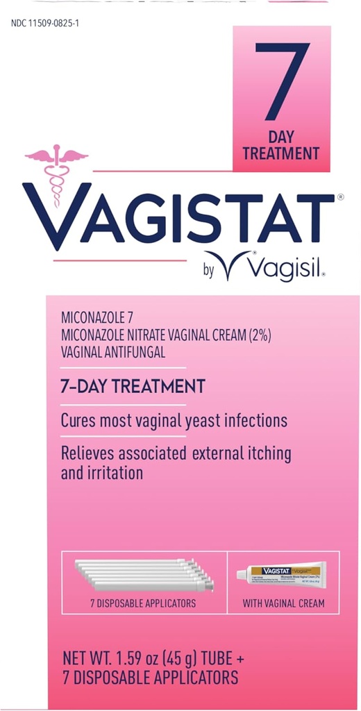 Vagisil Vagistat 7 Day Yeast Infection Treatment for Women, Helps Relieve External Itching and Irritation, Contains 2% External Miconazole Nitrate Cream & 7 Disposable Applicators (Pack of 1)
