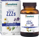 Himalaya Hello ZZZs, 60 Day Supply - Urte Sleep Supplement med Melatonin, GABA, L-Theanine, Lavendel, Kamille og Lemon Balm - Vegan, Non- GMO, Gluten Free, 60 Kapsler