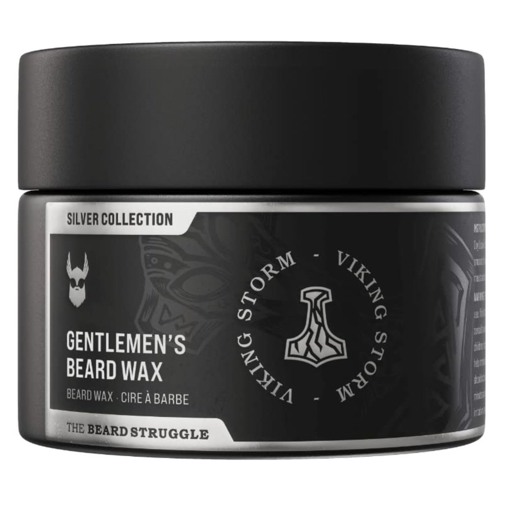 Gentlemen 's Beard & Mustache Wax for Mænd af Beard Struggle - Viking Beard Wax hjælper til Tame Style & Groom - Sølv Collection, Viking Storm - Moustache Wax, 50g / 1.76 US. oz.