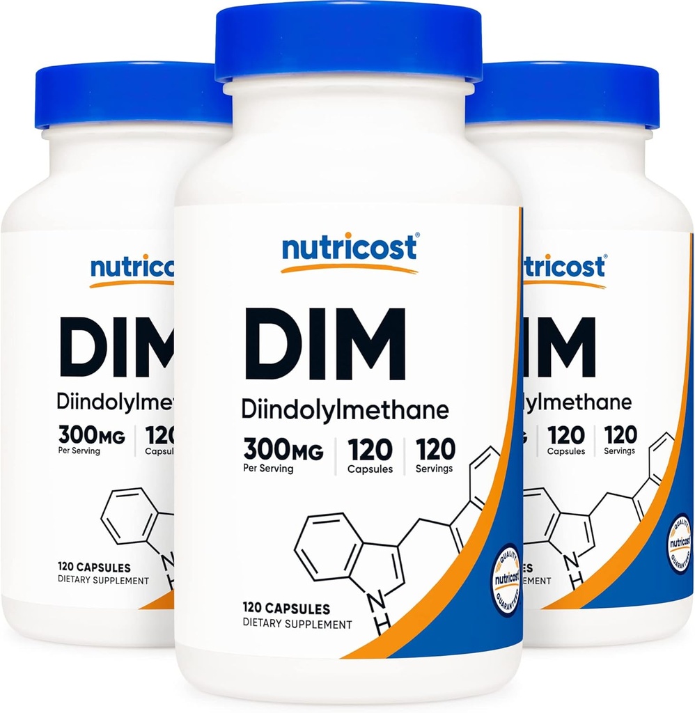 Nutricost DIM (Diindolylmethan) 300mg, 120 kapsler med BioPerine (3 flasker)