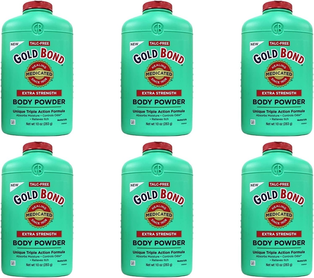Gold Bond Body Powder Medicated Extra Strength - 10 oz, pakke med 6, Talc- Free