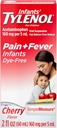 Infants' Tylenol Liquid Pain Relief and Fever Medicine, Oral Suspension, Dye-Free Acetaminophen for Sore Throat, Headache & Teething, Fever Reducer for Kids; Cherry Flavor, 2 fl. oz.; Pack of 1