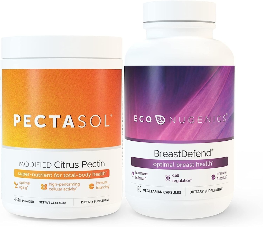 EcoNugenics fremmer Breast Health & Cellular Support - BreastDefend 120 Capsules + PectaSol- C Modified Citrus Pectin 454 Grams Bundle