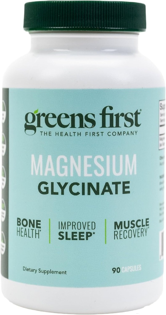 Green First Magnesium Glycinate Supplement - Kan støtte hjerte sundhed, muskel sundhed, og Support Metabolisme - Bedre Absorption Rate - 90 Vegetabilske kapsler