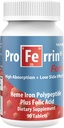 Proferrin Forte- 12mg høj Absorbing Heme Iron Polypeptid. Let på Gut. 90 tabletter. 1mg folinsyre til at hjælpe i røde blodceller produktion. Ikke påvirket af kaffe, calcium eller PPI.