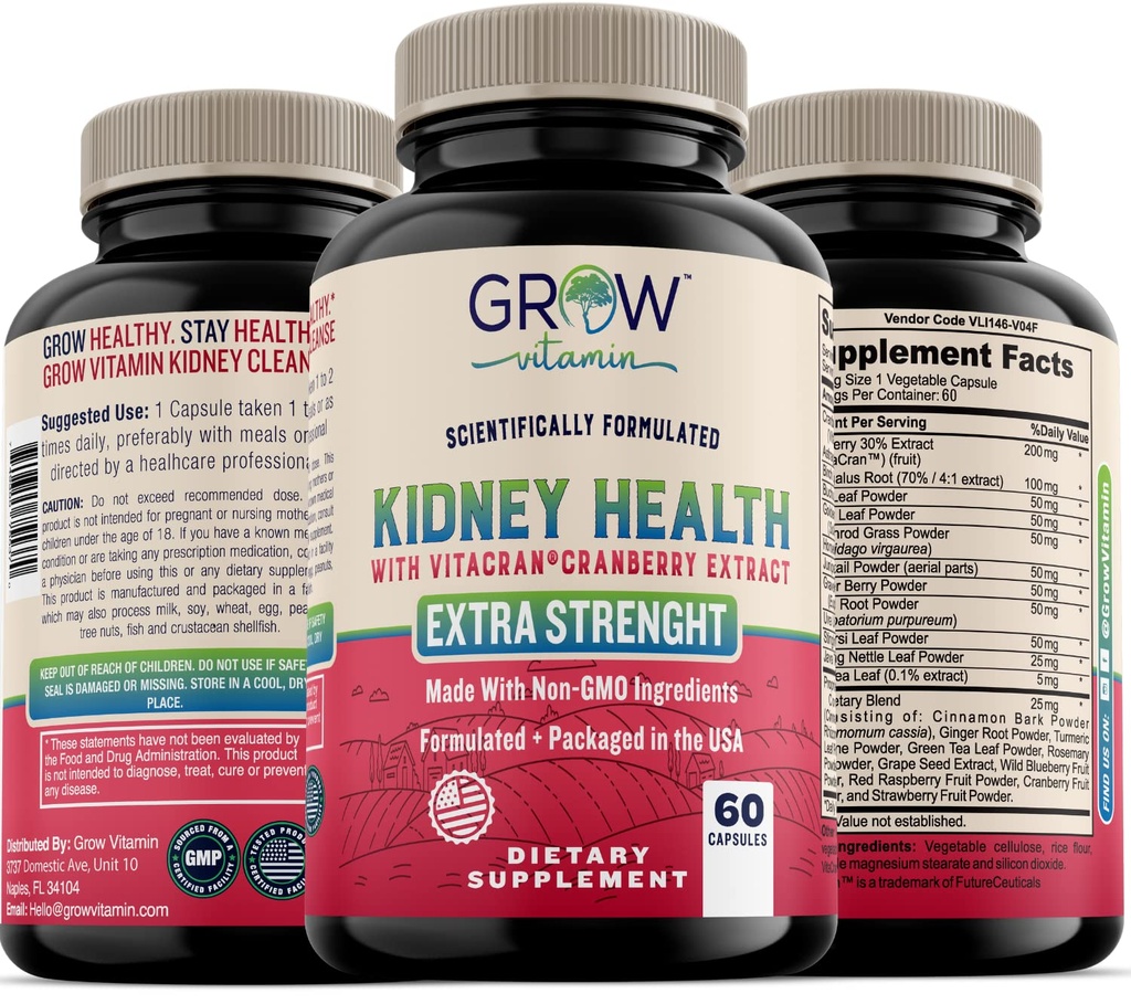 vokser vitamin Premium Nyre Cleanse Supplement - Kraftfuld Nyre Support Formel med Cranberry Extract Hjælper Support Sunde Nyrer & Urinary Tract Support - 60 Vegetariske Kapsler