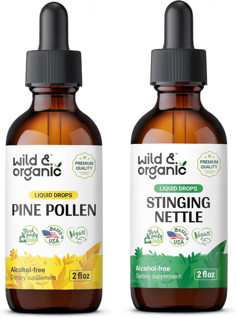 Wild & Organic Pine Pollen Tinktur 2 fl oz & Stinging Nettle Root Tinktur 2 fl oz