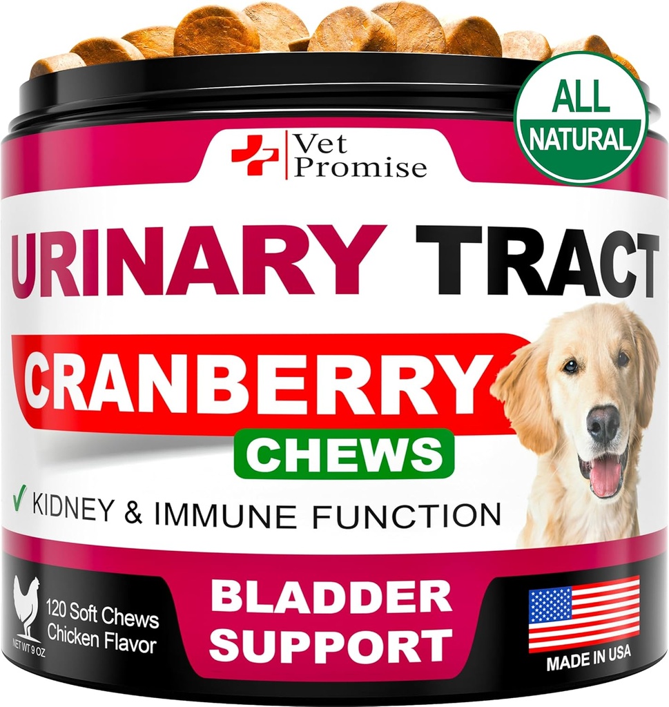 Behandling af hunde - Cranberry supplement til hunde UTI - Bstige Control - Urinvejsinfektion Behandling medicin - Cranberry supplement Vitaminer Multivitamin Chews - Made in USA