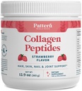 Mønster Wellness Collagen Peptider Powder (Type I & III) - Hår, negle, Hud & Fælles Support - Græs Fed & Pasture- Raised - Hydrolyzed, Non- GMO, Dairy Free, & Keto- Friendly - Jordbær (13 Oz)