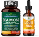 SANDHUHERBALS Sandhu Herbals Sea Moss 60 Capsules & Liquid Zink Ionic Dryps Supplement 4 fl oz