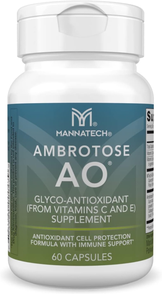 Mannatech Ambrotose AO 60 Capsules Loaded w / C-vitamin og E-vitamin hjælper krop mod frie radikaler. Gluten- Free, Dairy- Free & Vegetarian-Friendly immunsupportsupplement