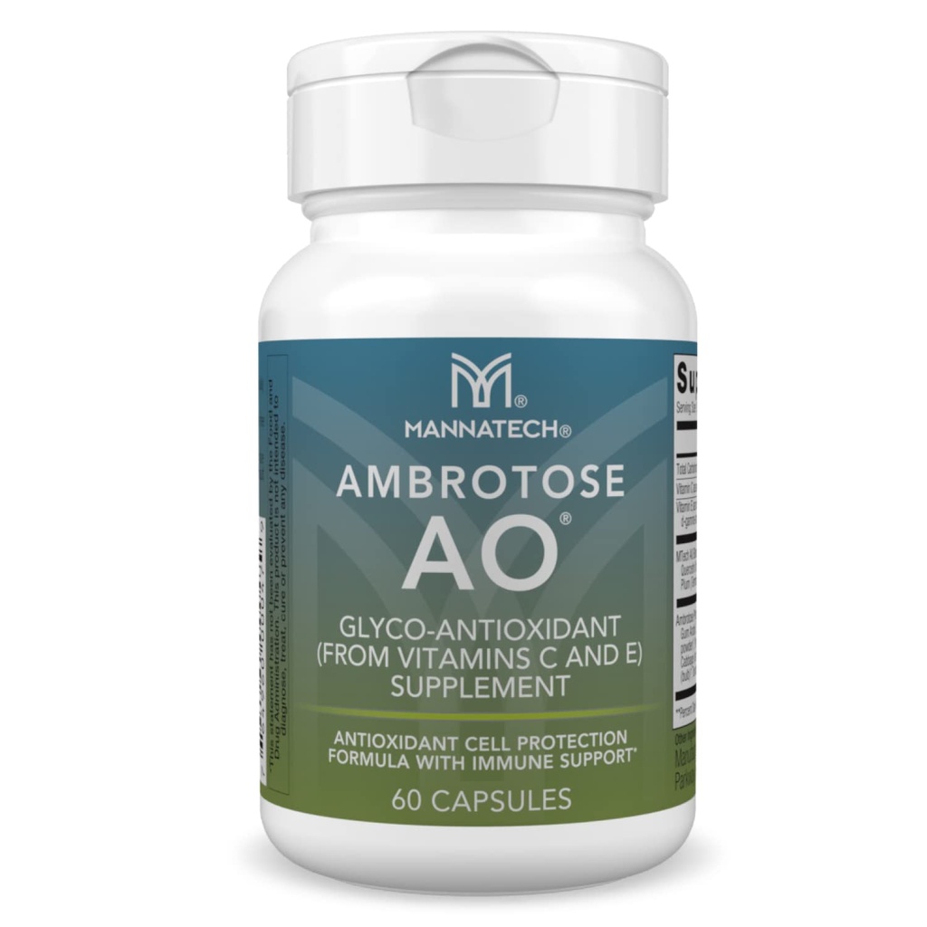 Mannatech Ambrotose AO 60 Capsules Loaded w / C-vitamin og E-vitamin hjælper krop mod frie radikaler. Gluten- Free, Dairy- Free & Vegetarian-Friendly immunsupportsupplement