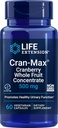 Life Extension Cran- Max ®, 500 mg, Cranberry Hel Fruit Koncentrat, fremmer Urinary Tract Sundhed med kraftfulde antioxidanter, Gluten- fri, Vegetarisk, Non- GMO, 60 Kapsler