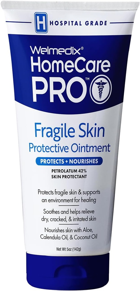 Welmedix Fragile Skin Protective Salve Hospital Grade Healing Salve, Barrier Cream & Skin Protectant w / Calendula for Treatment of Eczema, Psoriasis, Dermatitis, Bed Sores, Chafing (5oz Tube)