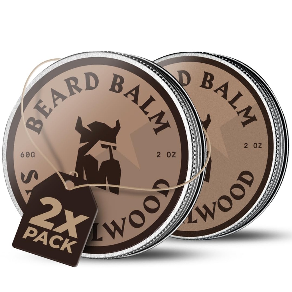 Striking Viking Beard Balm for Mænd - Leave in Beard Conditioner - Styling Balm Lavet med naturligt afledte skæg Butter, Argan & Jojoba Oliils (4 Ounce (Pack of 2), Sandalwood)