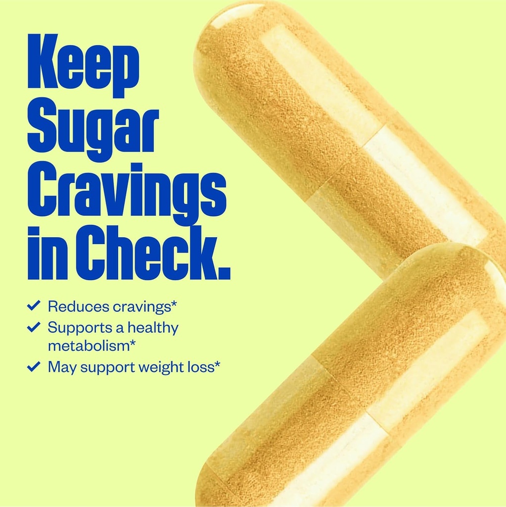 Sugarless Stop Sugar Cravings Supplement, Natural Curb Appetit og Sugar Suppressant Formel Support w / Chrom Picolinate + Berberine Supplement, Non- GMO Hunger Suppressant for Women & Men (60 ct)