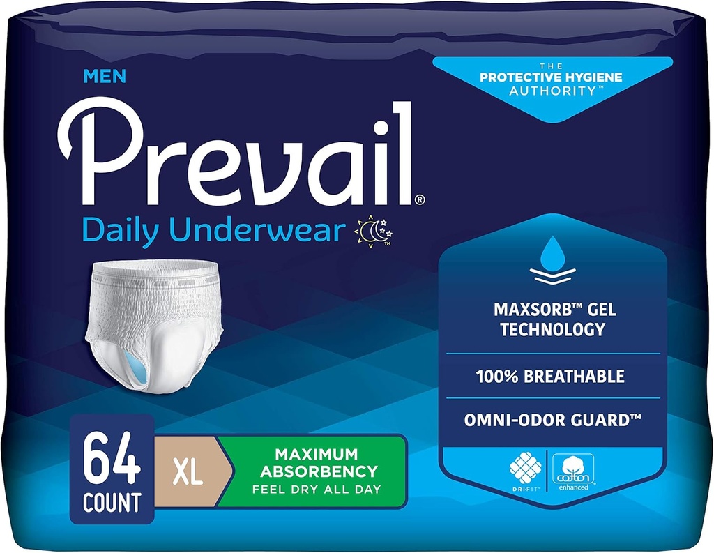 Prevail Proven | X-Large Pull-Up | Incontinence Protective Underwear for Men | Maximum Absorbency | 64 Count