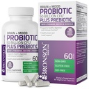 Bronson Brain + Mood Probiotic 50 Millioner CFU Plus Prebiotic med L- Theanin, Bacopa og Rhodiola Non- GMO, 60 vegetariske kapsler