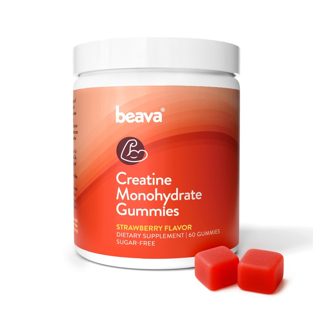 Creatin monohydrat Gummies - 30 Serveringer - Vegansk Creatin Chews for Muscle Growth, Muscle Recovery, Workout Recovery, Anaerob Endurance - Ingen Indlæsning fase - Ingen Bloating - Jordbær - Lavt sukker