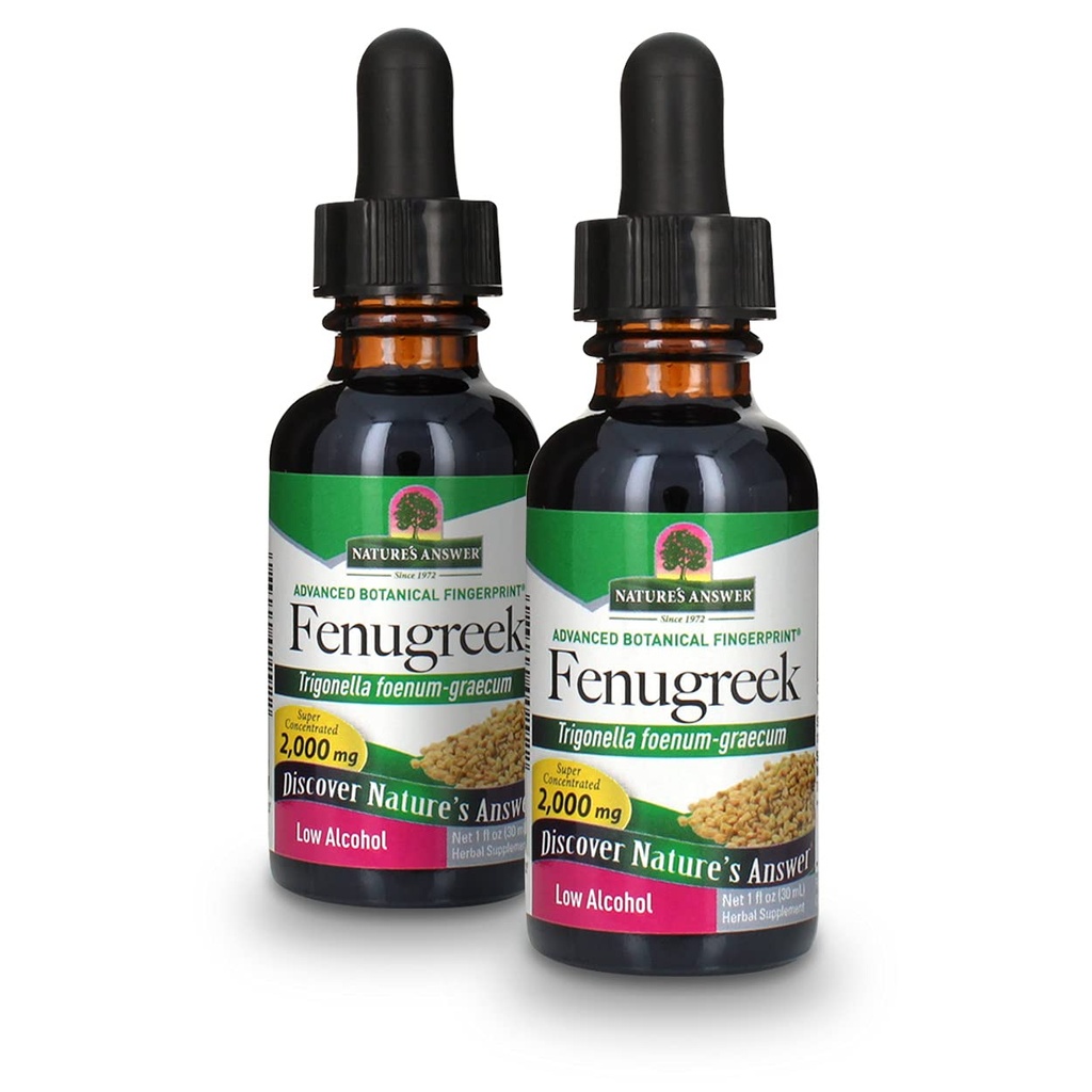 Naturens svar Fenugreek Seed with Organic Alcohol 2000mg 1oz Extract Decl. 124; Kvindelig reproduktiv & Amning Support