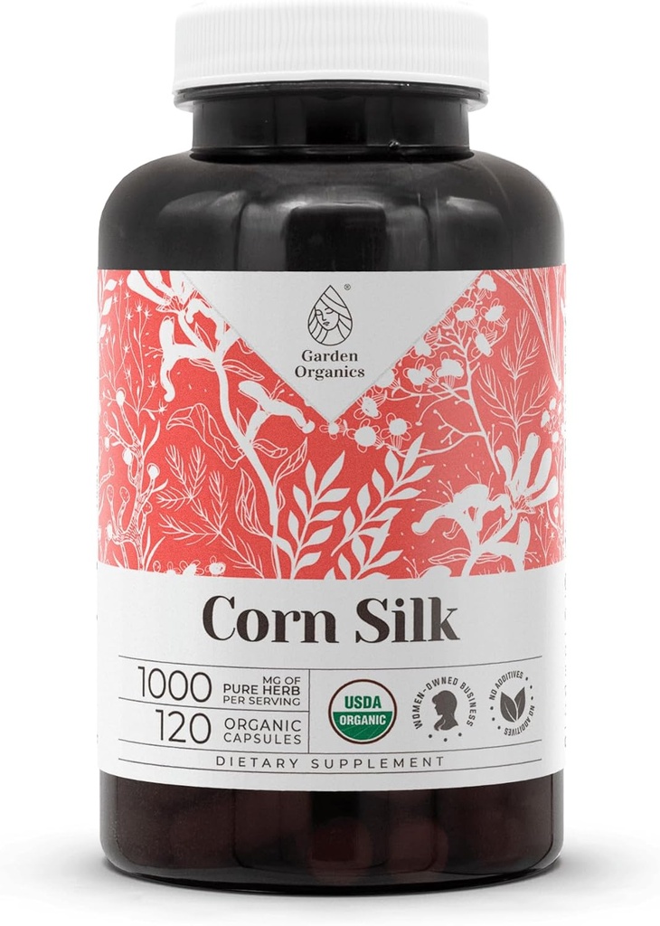 Corn Silk USDA Organic 120 Kapsler Beholder 124; High- Potency Natural Supplements 124; Certified Organic Vegetarian Capsules and Organic Corn Silk (Zea Mays) Tørret Silk (120 Kapsler)
