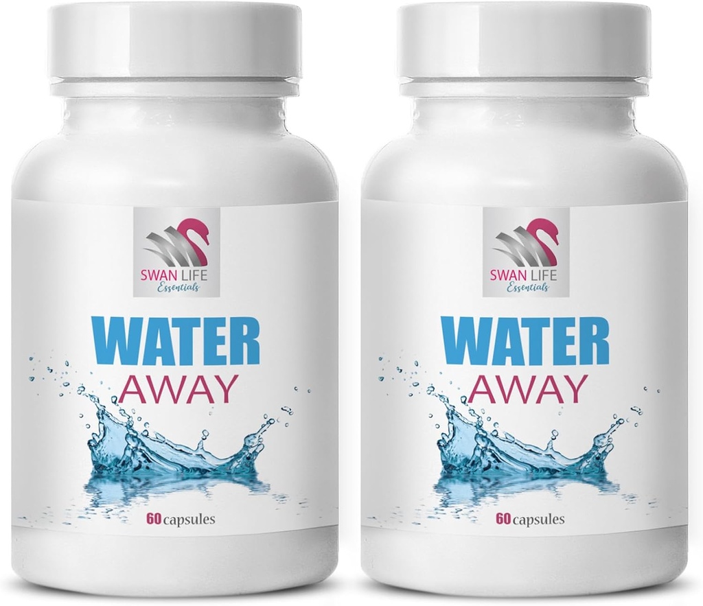 Fluid supplement - WATER AWAY - Wellness diuretic, Natural fluid support, Herbal balance support, Water management supplement, Natural diuretic, wellness, Herbal wellness complex 1 Bottle 60 Caps