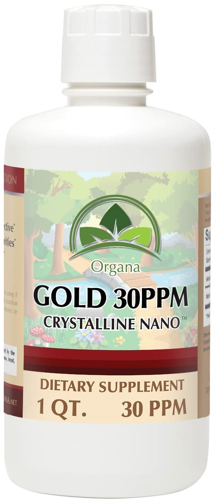 Organa Pure Krystallinsk Flydende Guld Supplement - 30 PPM - Kolloide Minerals 32 Ounce