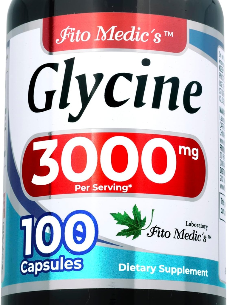 FITO MEDICS Glycin Supplement 3000 mg, høj Absorptionsformel, 100 kapsler