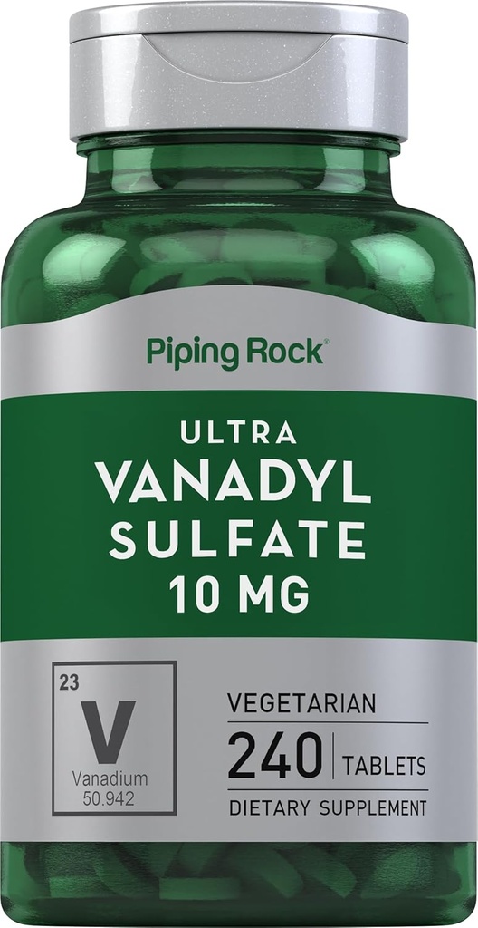 Piping Rock Vanadyl Sulfate | 10 mg | 240 Tablets | Ultra Complex | Vegetarian, Non-GMO, Gluten Free Supplement