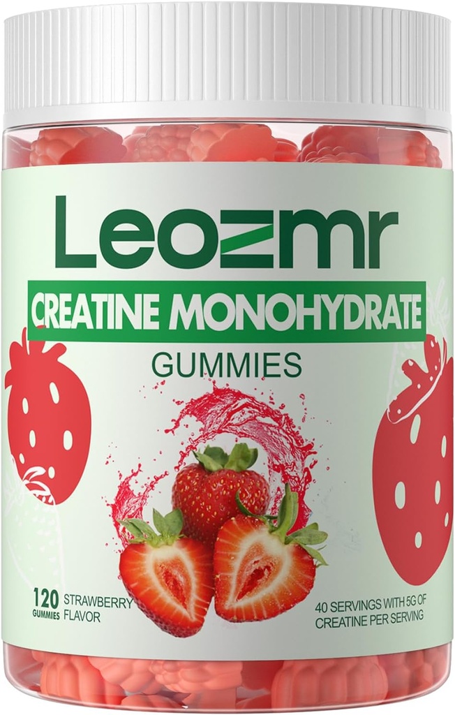 Creatinmonohydrat Gummies 5000mg til mænd og kvinder, tyggebånd Creatinmonohydrat Supplement (120 Tæl) - Jordbær 120 Gummies