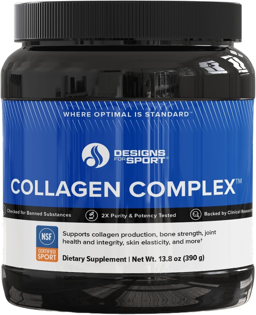 Design for Sport Collagen Complex - NSF Certified for Sport Collagen Peptider Powder - Collagen for Joints, Knoglestyrke, Hud Elasticitet (13.8 oz)