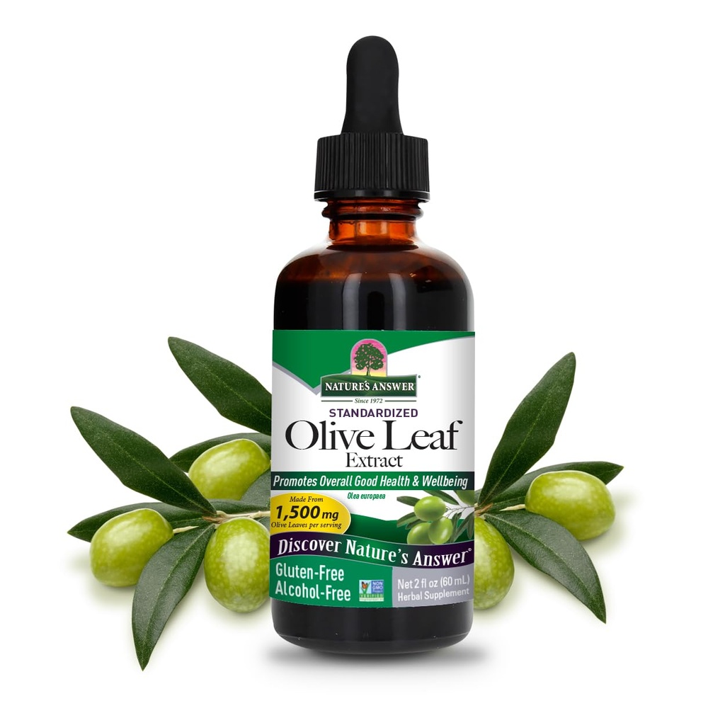 Naturens svar Olive Leaf Extract, Alkohol- Free, Non- GMO, Vegan, Gluten- Free, Made in USA, 2 Ounce Dec124; Olive Leaf Extract for Wellness
