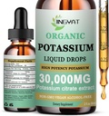 Kalium Magnesium Liquid Drops - Organic Liquid Supplement - High Absorption Kalium Citrate 1000mg Magnesium Glycinate 500mg Calcium til hjerte, ben kramper og muskel - ikke-GMO, Vegan, 2 oz