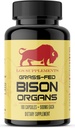 Grass Fed Bison Organ Supplement, Supports Whole Body Wellness with Proprietary Blend of Liver, Heart, Kidney, Freeze-Dried Bison, Non-GMO, 180 Capsules
