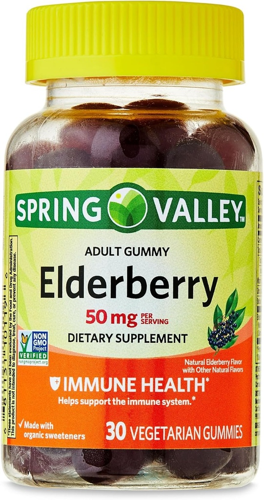 IKJ Elderberry immun sund kost Supplement Vegetarisk Gummies, 50 mg, 30 Greve