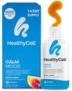 Healthycell Calm Mood Daily Liquid Supplement - Cortisol Manager & Mood Support for Stress with Ashwagandha, L- Theanine, Magnesium, 5- HTP, GABA & Saffron - 14 Gel pakker