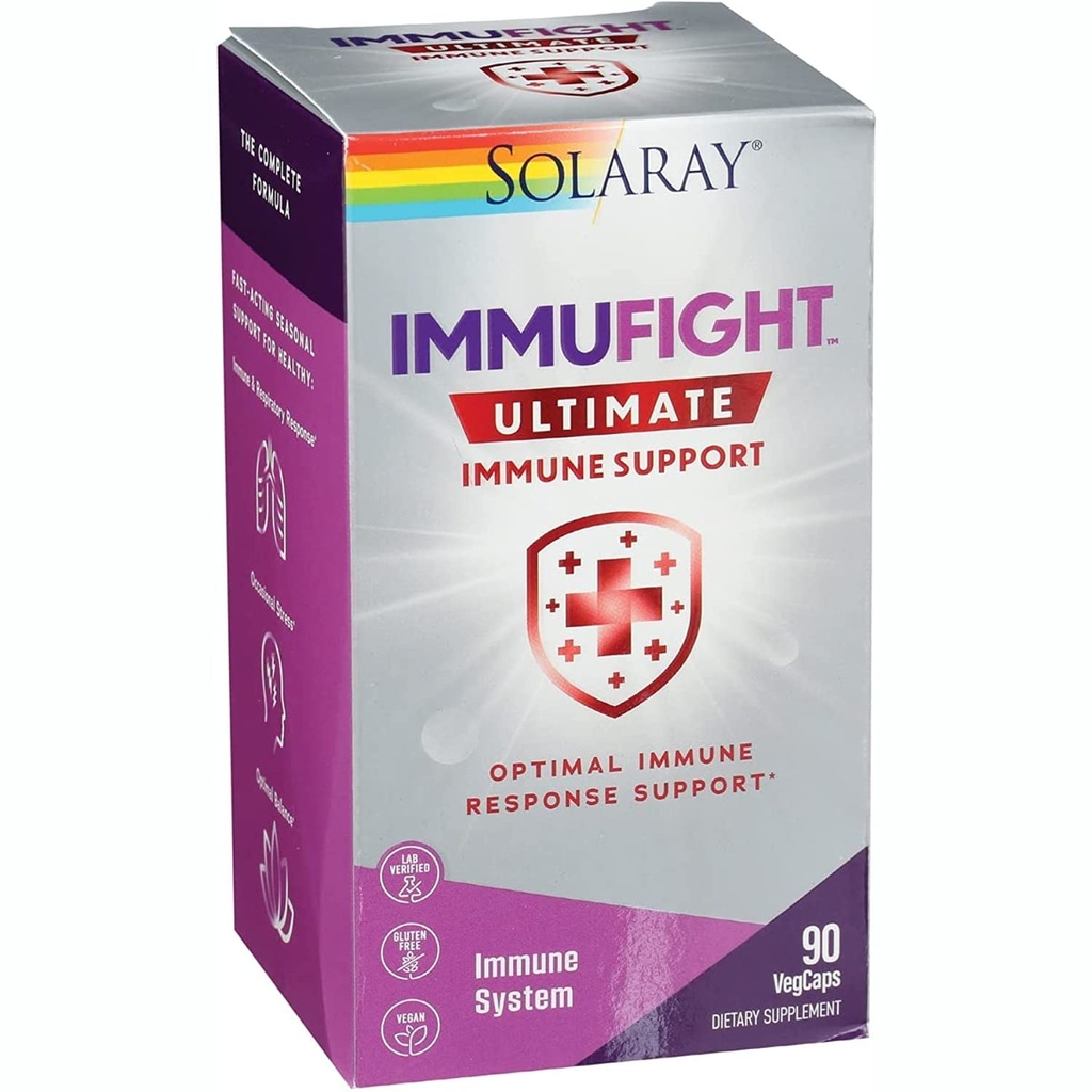 SOLARAY Immufight Ultimate immunsupport.124; Sund Response Formel w / vitamin C & D, Zink, Urter Mest124; 10 Serv, 90 VegCaps