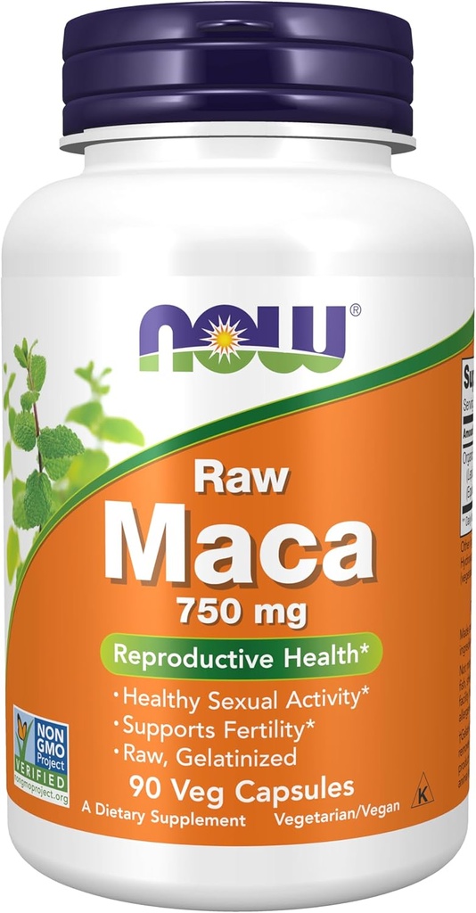 Now Foods Supplements, Maca (Lepidium meyenii) 750 mg Raw, Reproductive Health *, 90 Veg Capsules