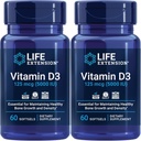 Life Extension Vitamin D3 125 Mcg (5000 Iu) - fremmer ben sundhed, hjerne sundhed og immunfunktion - Non- GMO - Gluten- Free - Two Pack - 2 x 60 Softgels