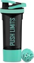 Artoid Mode 24-Ounce Protein Shaker Bottle, Dual Mixing Technology, BPA Free, Aqua Green/Black