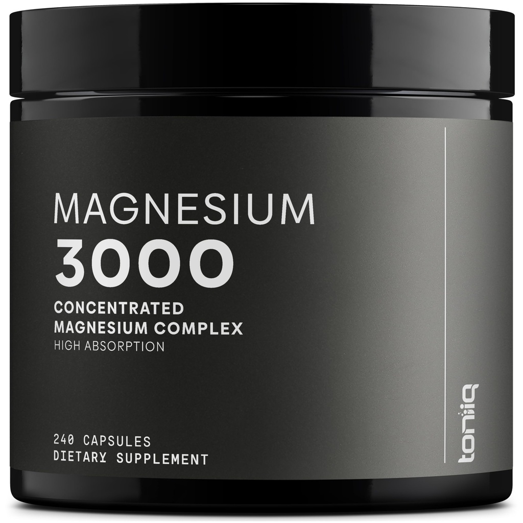 Toniiq 3,000mg Ultra High Strength Magnesium Glycinate - 20% Purified to Contain 600mg of Elemental Magnesium - Chelated and Bioavailable Magnesium Supplement - 240 Veggie Capsules