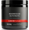 Toniiq 3. 000mg Ultra High Strength Magnesium Glycinate - 20% Renset til at indeholde 600 mg Elemental Magnesium - Chelated og biotilgængelig Magnesium Supplement - 240 Veggie Kapsler