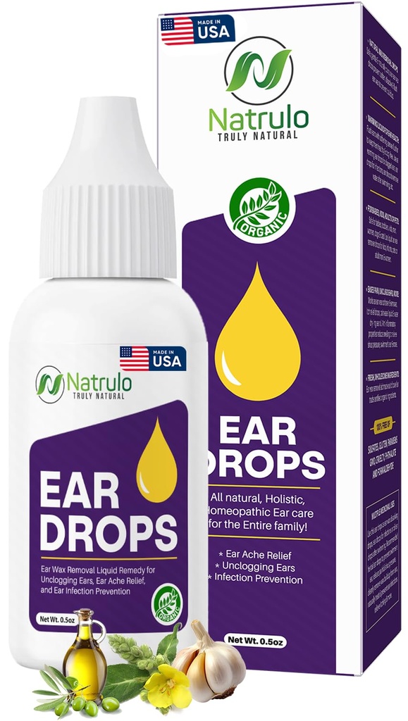 Natural Ear Drops for Ear Infektion - Homøopatiske Eardrops for voksne, Børn, Baby, & Kæledyr - Relieves Ear Aches, Swimmer 's Ear, & Loosens Wax - Kids Safe Ear Health Made in USA