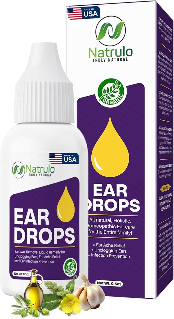 Natural Ear Drops for Ear Infektion - Homøopatiske Eardrops for voksne, Børn, Baby, & Kæledyr - Relieves Ear Aches, Swimmer 's Ear, & Loosens Wax - Kids Safe Ear Health Made in USA